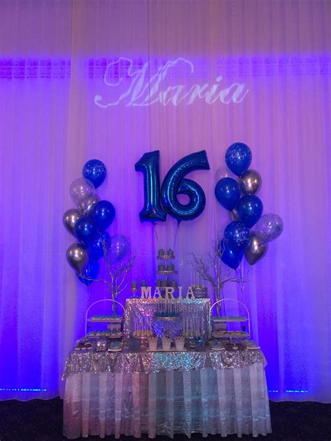 blue 16th birthday decorations|16th birthday table decorations.